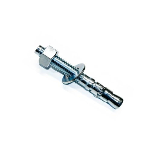 MIGHTY FASTENERS Zinc-Plated Steel Wedge Anchors, 1/2" X 5" - Heavy-Duty Mounting Bolts for Concrete - 25 Pack - size: 1/2" X 5"