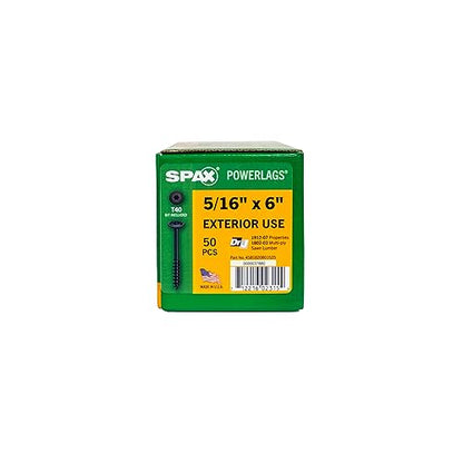 SPAX 5/16" x 6" Exterior Washer Head Structural Wood Lag Screws Powerlags Torx T-Star (50 EA) Bit Included Heavy Duty Rust Resistant - size: 5/16 x 6"