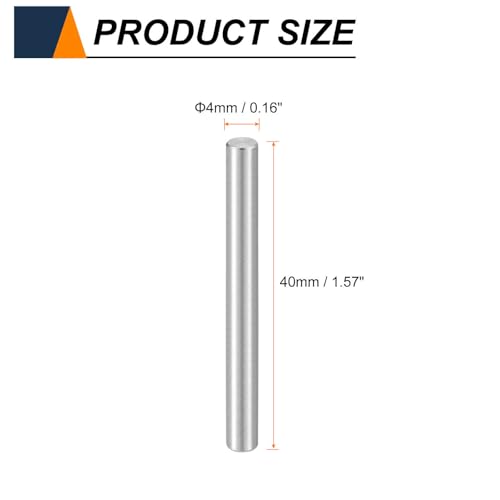 HARFINGTON 15pcs Dowel Pins M4(4mm) x 40mm 304 Stainless Steel Cylindrical Shelf Support Peg Pin Rod Fasten Elements for Metal Devices Wood Furniture DIY Installation, Silver - size: M4 x 40mm