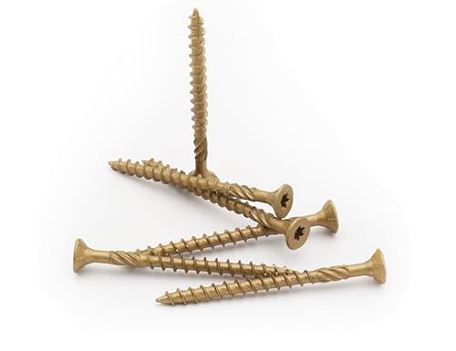 LBY 50pcs Deck Screws, # 10 × 2-1/2'' Heavy-Duty Outdoor Wood Screws, Alloy Steel, Galvanized & Rust-Resistant with Road Rust Treasure Technology, Star Bit, (Golden) - size: # 10 × 2-1/2''