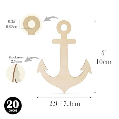 Summer-Ray 20pcs Dark Brown Laser Cut Wooden Veneer Anchor 4" Scrapbooking Embellishment - color: Dark Brown, size: 4 inches