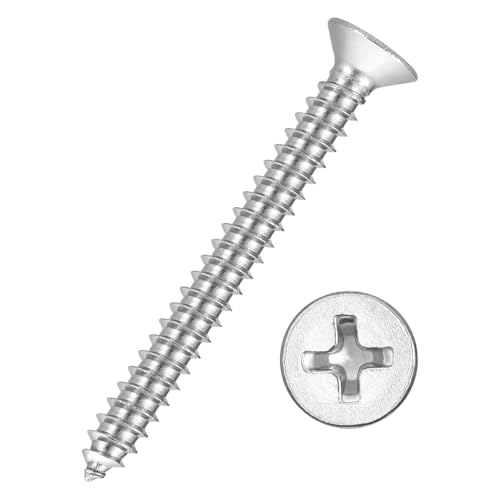 25pcs Phillips Flat Wood Screw #10x2 316 Stainless Steel Silver - size: #10x2"