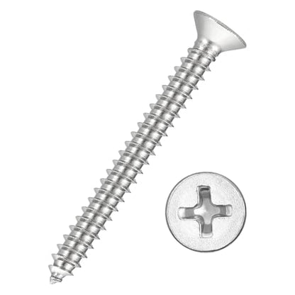 25pcs Phillips Flat Wood Screw #10x2 316 Stainless Steel Silver - size: #10x2"