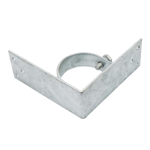 Chain Link Fence 2-1/2"" (2-3/8"" OD) Wood to Steel Corner Bracket, Wood Fence to Steel Post Adapters, Adapter Brackets (Pack of 4), silver