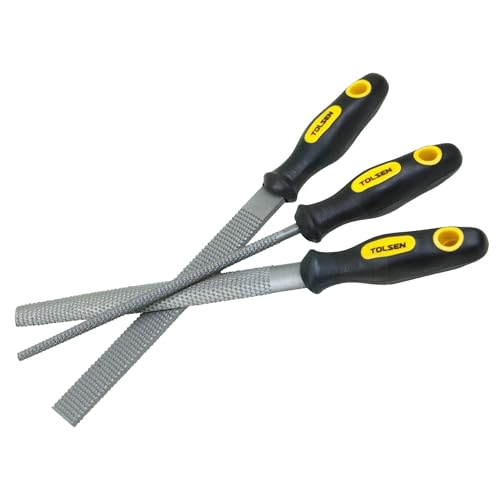 TOLSEN 3pcs Carbon Steel Rasp File Set Grinder Half Round Flat Wood Woodwork