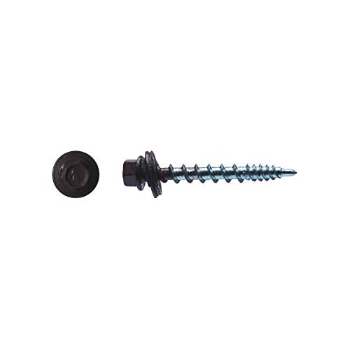 Big Timber 5WB112COCOA #10 by 1-1/2-inch 1/4"-drive bit Hex/Washer Head Metal to Wood Screws Cocoa Brown,(500 per Box)