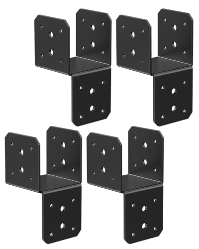 4x4 Hanger Bracket, T Post Caps Brackets for Wood, Black-4PCS - color: Black-4PCS