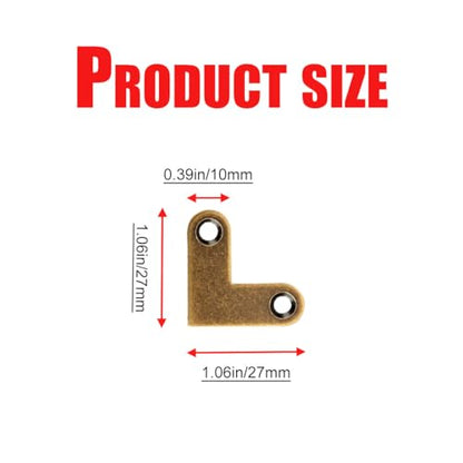 16pcs 1-inch L Bracket Flat Corner Brace Brass L Shape Flat Bracket Bronze 90 Degree Iron Corner Clamps, Fixing Repair Joint for Wood Furniture