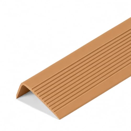 Rubber Stair Nosing - 3.3Ft Stair Anti-Slip Adhesive Strip, Made of Wear-Resistant Rubber, Mute, Easy to Install - Indoor/Outdoor, Helps Elderly and Children Prevent Slipping (3.3Ft, Light Brown, 1) - color: Light Brown, size: 3.3Ft