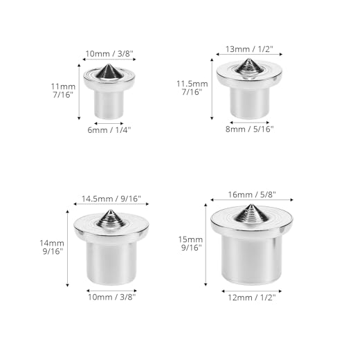 QWORK Dowel and Tenon Center Transfer Plugs, Doweling Centering Pins for Woodworking, Sizes 1/4", 5/16", 3/8", 1/2"
