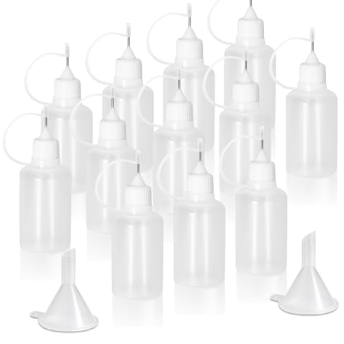 30ml Precision Tip Bottles, 12 Pcs White 2 Funnels - size: 30ml