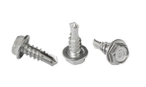 #8 x 1/2" Hex Washer Head Self-Drilling Tek Screw Zinc Plated Steel for Attaches Sheet Metal Steel or Steel to Metal - Box of 100 - size: #8-18 Thread x 1/2" Long