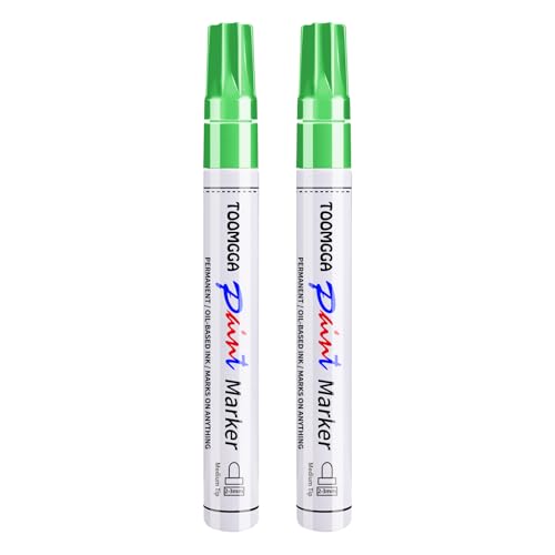 TOOMGGA 2 Light Green Paint Pens Permanent Paint Markers, Oil Based Medium - color: Light Green