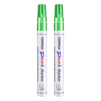 TOOMGGA 2 Light Green Paint Pens Permanent Paint Markers, Oil Based Medium - color: Light Green