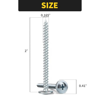 Truss Head Wood Screws #8 x 2 Inch, 50PCS, FIXLINK Self Tapping Screws - color: Silver, size: #8 x 2"
