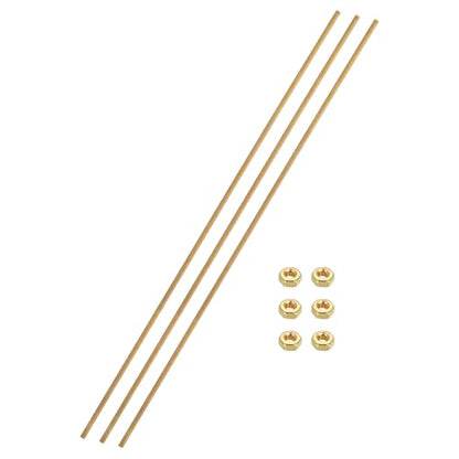 uxcell 3 Sets Brass Fully Threaded Rod, M3x0.5mm Pitch Right Hand Threads Studs with Solid Brass Hex Nuts, 250mm/10 Long Threaded Screw Rods Fasteners for Anchors Bolts Hangers Clamps - size: M3x0.5mmx250mm
