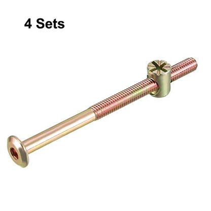 uxcell M6x85mm Furniture Bolt Nut Set Hex Socket Screw 48mm Thread L 4Sets - size: 85mm