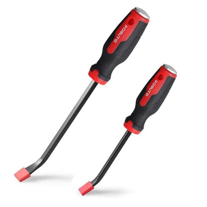 Pry Bar Set 8" 12", 2-Piece Heavy Duty Pry Bar with Ergonomic Handle and Strike Cap, Angled Tip for Prying, Lifting and Pulling Objects