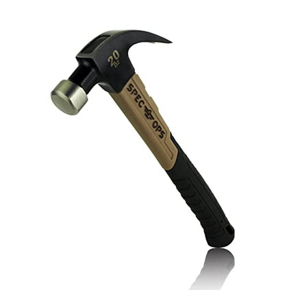Spec Ops Tools Fiberglass Hammer for Carpentry & Demolition, Smooth Face, Curved Claw and Shock-Absorbing Grip, 20 Oz - size: 20 Oz Curved Claw