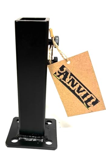NO Welding 6 1/2" Outdoor Step Railing Posts Repair base boot for 1" Hollow or Solid Handrail Post mount, Slip-Fit design for loose broken Rusty Iron rail posts decks-stairs-Black paint w/anchor bolts