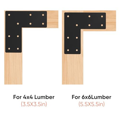 7.5x7.5 L Angle Brackets 4-Pack, Mending Plate for 4x4/6x6 Post - size: 7.5''X7.5''X3'' 4P