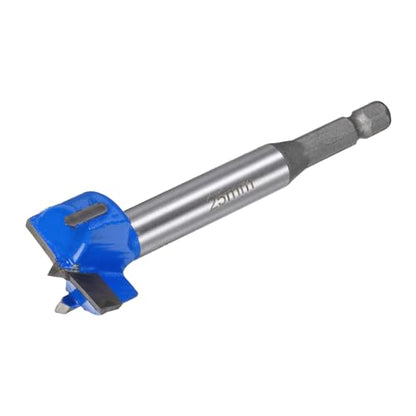 uxcell Forstner Drill Bits 25mm, Tungsten Carbide Wood Saw Auger Opener, Woodworking Hinge Hole Drilling Boring Bit Cutter (Blue, Gray) - size: 25mm
