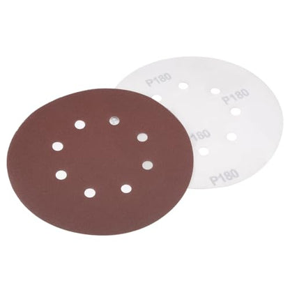 uxcell 10Pcs 7 Inch 8 Hole Hook and Loop Sanding Disc 180 Grit Flocking Sandpaper Random Orbital Sander Paper - size: 180 Grit