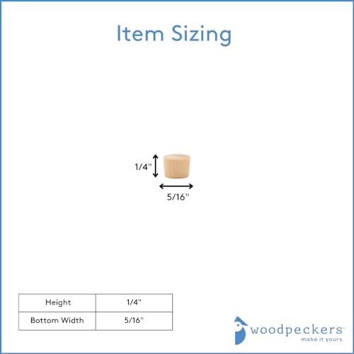 Wood Plugs for Furniture, 5/16 inch Oak Flat-Head Plug, Wooden Screw-Hole Plug Covers - Pack of 100 by Woodpeckers - size: 5/16 Inch