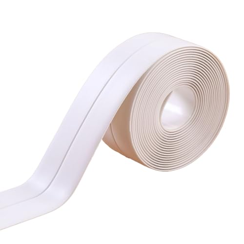 White Waterproof Caulk Tape PVC Self Adhesive Caulk Strip Joint Adhesive Shower Bathtub Joint Strip Bathroom Sealing Tape Kitchen Sealing Tape and Shower Tile Sealant - style: White