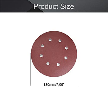 Utoolmart 10pcs 7 Inch 8 Hole Hook and Loop Sanding Disc 240Grit Flocking Sandpaper for Random Orbit Sander - size: 240 Grit