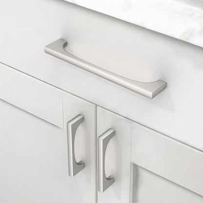 Asidrama 10 Pack 5 Inch(128mm) Brushed Satin Nickel Cabinet pulls Kitchen Cabinet Handles, Cabinet Pulls Kitchen Cabinet Hardware for Cupboard Drawer Pulls 2321 - color: Brushed Satin Nickel, size: 5" Hole Center, style: 10 Pack