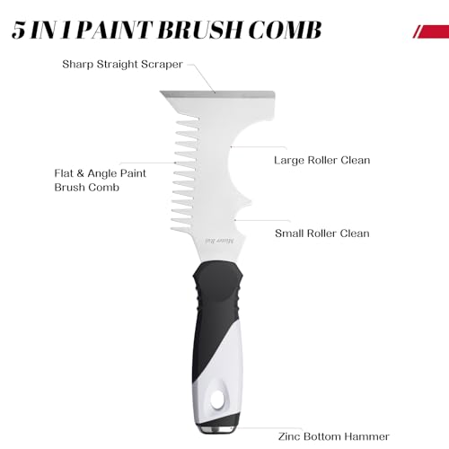 Mister Rui Angled Paint Brush 4 Pieces Set, with Paint Brush Comb Cleaner - size: 4PCS, 2" Short, 2", 2.5", Paint Comb