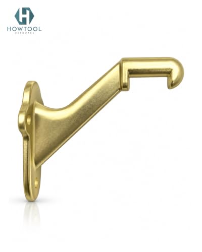 Stair Handrail Brackets Wooden Railing Support Champagne Brass, 3 Pack | HOWTOOL - color: Champagne Brass