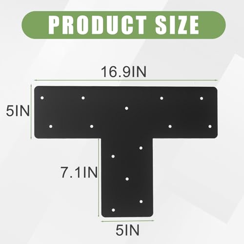 4 Pcs 16.9"x 12" T Post Brackets,Thickness 0.12" Mending Plates - size: 6"x 6"