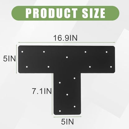 4 Pcs 16.9"x 12" T Post Brackets,Thickness 0.12" Mending Plates - size: 6"x 6"