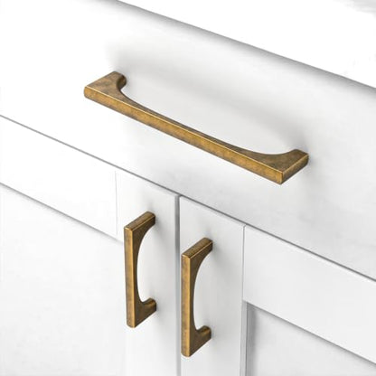 Asidrama 10 Pack 5 Inch(128mm) Brushed Antique Brass Cabinet pulls Kitchen Cabinet Handles, Cabinet Pulls Kitchen Cabinet Hardware for Cupboard Drawer Pulls 2321 - color: Brushed Antique Brass, size: 5" Hole Center, style: 10 Pack