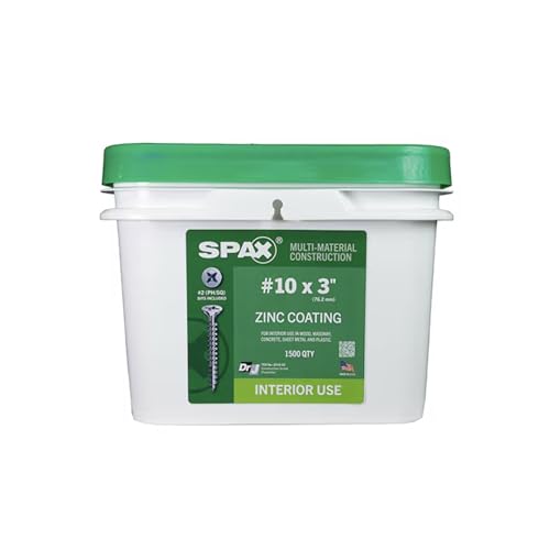 #10 x 3 Interior Flat Head Construction Wood Screws (1500 pcs) Phillips Square Unidrive Zinc - size: #10 x 3"