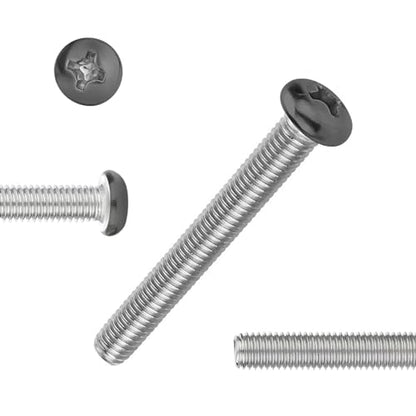 QISHENG 100 PCS Black Head #6-32X2 Stainless Steel Phillips Pan Head Machine Screws,DIY,Repair,Install Furniture and Electrical Appliances Screws,Stainless Steel 18-8 A2(304) Screw - color: Black, size: #6-32X2"