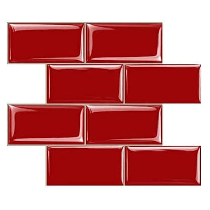 STICKGOO Peel and Stick Subway Tile, Stick on Tiles Backsplash for Kitchen & Bathroom in Red (Pack of 10, Thicker Design) - color: Red