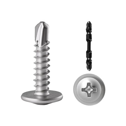 #8 x 1/2" 100PCS 410 Stainless Silver Truss Head Tek Screws - size: #8 x 1/2"（100pcs）