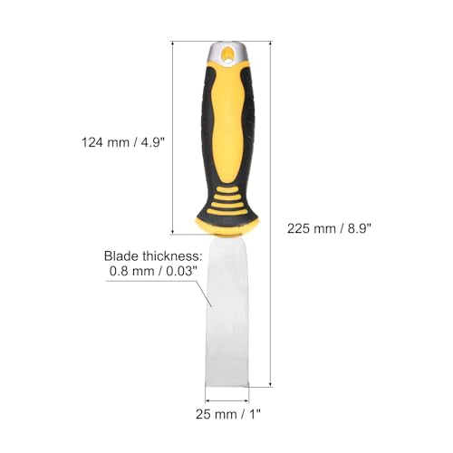 uxcell Putty Knife 1" High Carbon Steel Paint Scraper Flexible Drywall Repair Mud Knife for Removing Cement Wallpaper Mud Adhesive Taping with Metal Hammer End - size: 1"