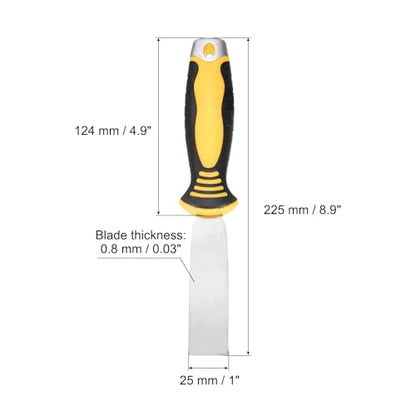 uxcell Putty Knife 1" High Carbon Steel Paint Scraper Flexible Drywall Repair Mud Knife for Removing Cement Wallpaper Mud Adhesive Taping with Metal Hammer End - size: 1"