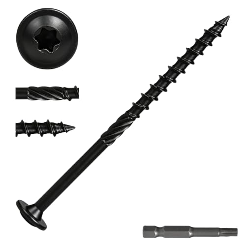 #14 x 4 Structural Lag Wood Screws, Heavy Duty Timber Deck Screws, 25 PCS - color: Black, size: #14 x 4"