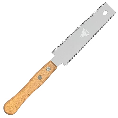 6 Inch Small Japanese Pull Saw Double Edge with Beech Handle SK5 Flexible Flush Trim Saw Cut for Woodworking
