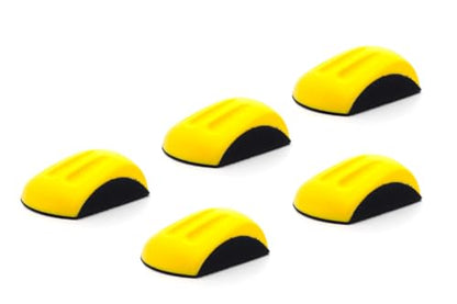 5 Pack - Ergonomic "Mouse" Hand Sanding Block for 5” Hook and Loop Discs for Sanding Moldings, Woodworking, Auto Body, Painting and Crafts