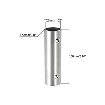 Generic Rail Pipe Fitting 2-Way 100mm Length 202 Stainless Steel Straight Connector Brushed for 25mm/1" OD Handrail Railing