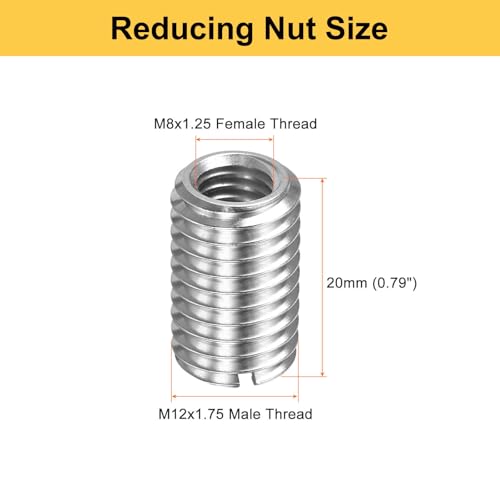 HARFINGTON 6pcs Thread Repair Inserts M12 x 1.75 Male to M8 x 1.25 Female Thread 20mm Long Stainless Steel Reducing Nuts Metric Self Tapping Sleeves Threaded Reducer Industrial Fasteners - size: M12 x 1.75 Male to M8 x 1.25 Female x 20mm
