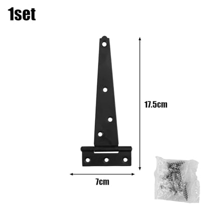 1Set T-Strap Gate Hinge with 7 Screws, Heavy Duty Shed Barn Door Hinges, Black Tee Hinges for Wooden Fence, Yard Gate (6 Inches) - color: 6Inches