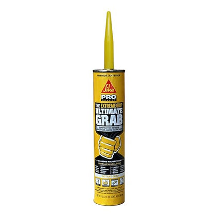 Sika SikaBond - Ultimate Grab Instant Polyurethane Adhesive - Gray - Ideal for Indoor and Outdoor use - Waterproof and Water immersible - 10.1 fl.oz