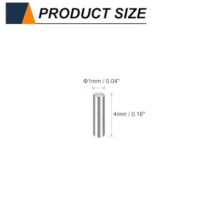 HARFINGTON 50pcs Dowel Pins M1(1mm) x 4mm 304 Stainless Steel Cylindrical Shelf Support Peg Pin Rod Fasten Elements for Metal Devices Wood Furniture DIY Installation, Silver - size: M1 x 4mm